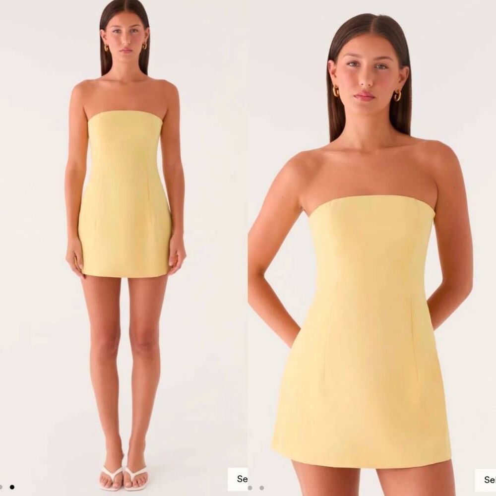 Peppermayo Della Strapless Mini Dress - Yellow US 2 NWT